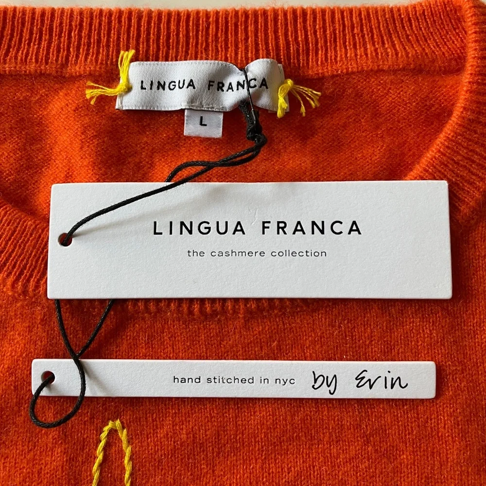 NEW w/Tags Lingua Franca Embroidered Cashmere Sweater “What Would Dolly Do?" L - Picture 3 of 4